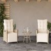 vidaXL 3-delige Bistroset met kussens poly rattan beige