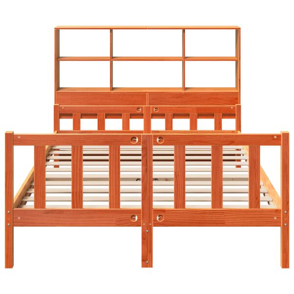 vidaXL Bed met boekenkast zonder matras hout wasbruin 160x200 cm