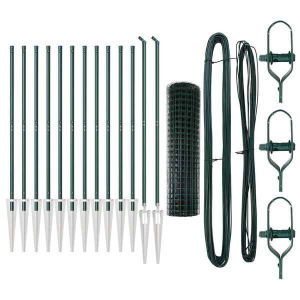 vidaXL Hek met Paal Groen 1 x 25 m Staal en PVC