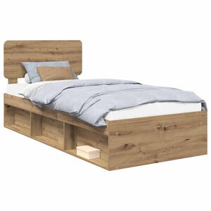 vidaXL Bedframe Ambachtelijk eiken 100 x 200 cm Massief grenenhout