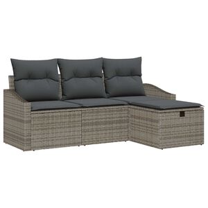 vidaXL Bankstel met kussen 4 pcs poly rattan