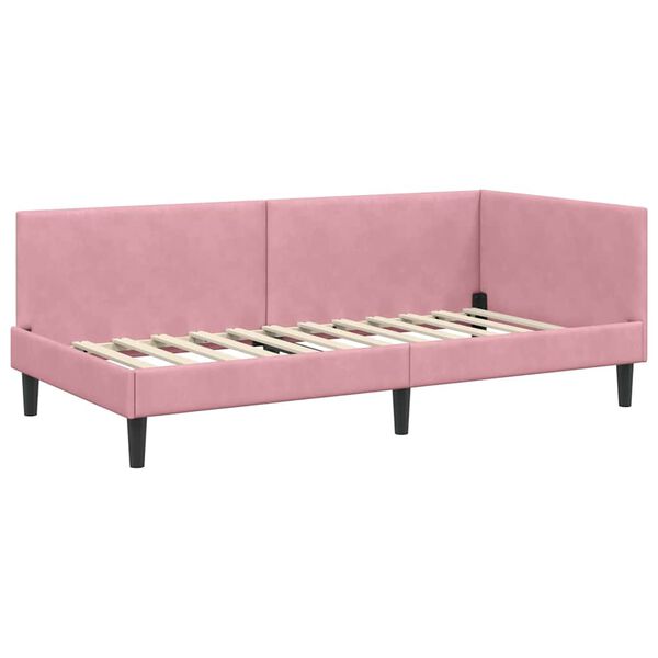 vidaXL Hoekbedframe met hoofdeinde Roze 80 cm x 200 cm Fluweel