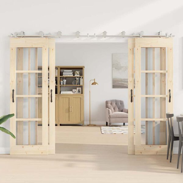 vidaXL Schuifdeur onderdelenset 366 cm roestvrij staal zilverkleurig