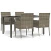 vidaXL 5-delige Tuinset met kussens poly rattan grijs