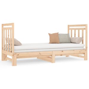 vidaXL Slaapbank uitschuifbaar massief grenenhout 2x(90x190) cm
