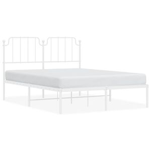 vidaXL Bedframe met hoofdbord metaal wit 135x190 cm