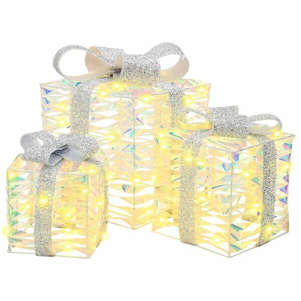 vidaXL Cadeau Doos met 60 LED 3 pcs Warmwit 20 x 20 x 20 cm PET