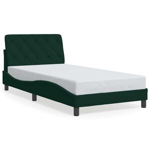 vidaXL Bedframe zonder matras 100x200 cm fluweel donkergroen