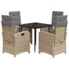 vidaXL 5-delige Tuinset met kussens poly rattan gemengd beige