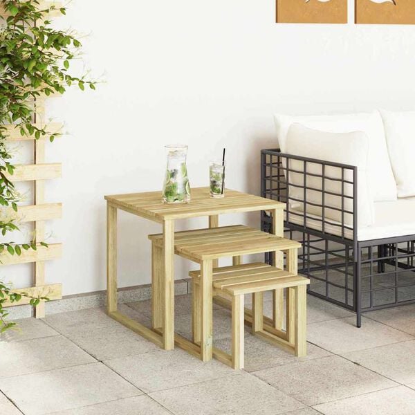 vidaXL Tafel 3 pcs Naturel Ge&iuml;mpregneerd grenenhout