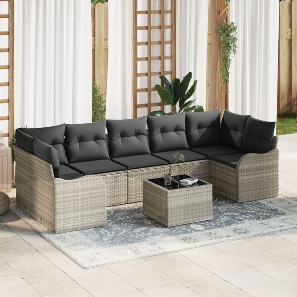 vidaXL Tuin Sofa Set Lichtgrijs 55 x 55 x 37 cm poly rattan