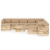 vidaXL 12-delige Loungeset met kussens groen ge&iuml;mpregneerd hout