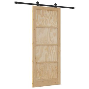 vidaXL Schuifdeur Naturel en Zwart 86 x 211 cm Massief grenenhout