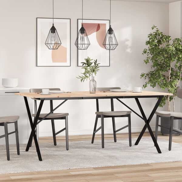 vidaXL Eettafel X-frame 180x90x75 cm massief grenenhout en staal