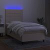 vidaXL Boxspring met matras en LED stof cr&egrave;mekleurig 100x200 cm