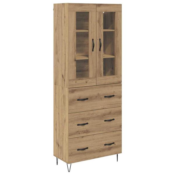 vidaXL Hoge kast met lade Artisan Eiken 69,5 x 34 x 90 cm Bewerkt hout