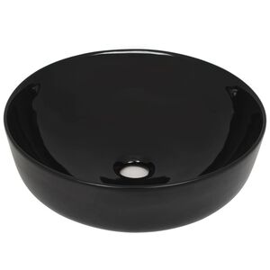 vidaXL Wastafel rond 41,5x13,5 cm keramiek zwart