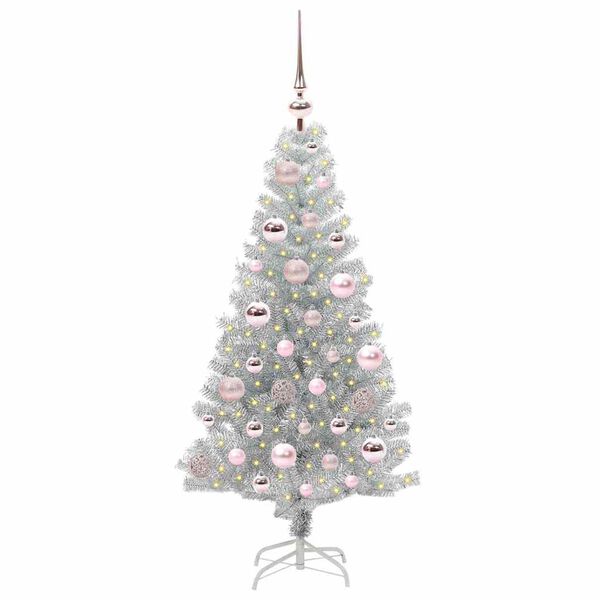 vidaXL Kerstboom met 150 LED met standaard Zilver 120 cm PET
