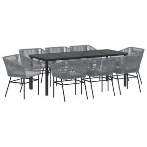 vidaXL Tuin eettafelset 9 st Grijs Gepoedercoat staal