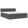 vidaXL Bed poef met matras en LED's 180x200 cm stof donkergrijs