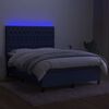 vidaXL Boxspring met matras en LED stof blauw 140x200 cm