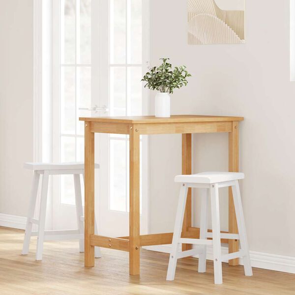 vidaXL Barkrukken 2 stuks Wit Massief Hout Rubber