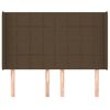 vidaXL Hoofdbord met randen 147x16x118/128 cm stof donkerbruin