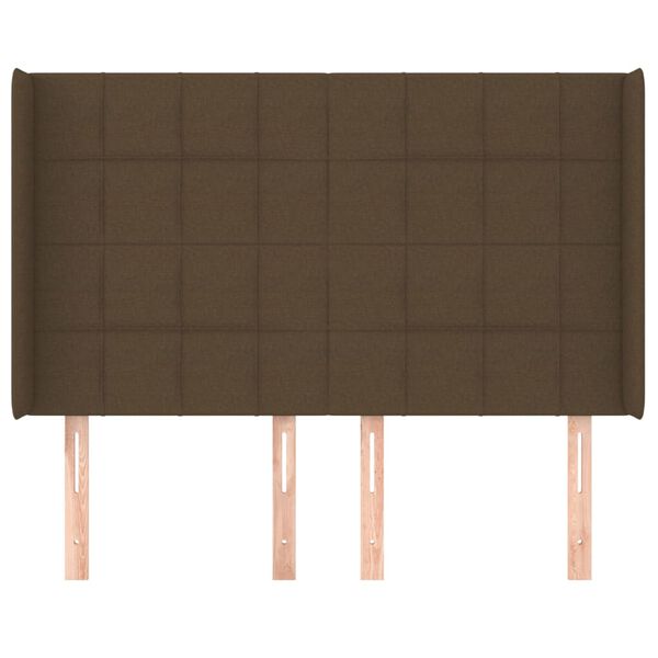 vidaXL Hoofdbord met randen 147x16x118/128 cm stof donkerbruin