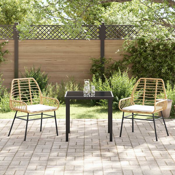 vidaXL Tuin Eetset 3 pcs Bruin poly rattan