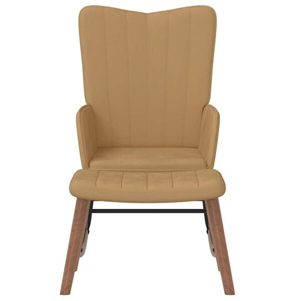 vidaXL Schommelstoel met voetenbank fluweel bruin