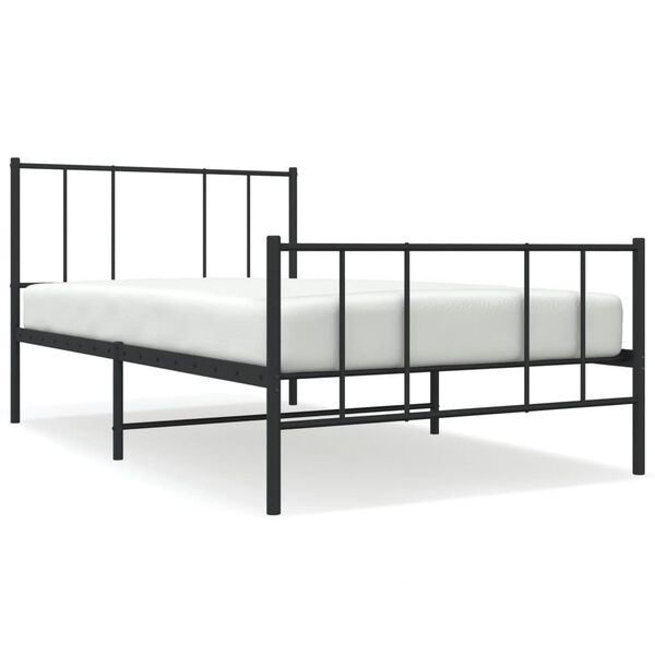 vidaXL Bedframe met hoofd- en voeteneinde metaal zwart 75x190 cm
