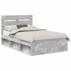 vidaXL Bedframe met hoofdeinde Beton 120 x 190 cm Massief grenenhout