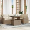 vidaXL 6-delige Loungeset met kussens poly rattan beige