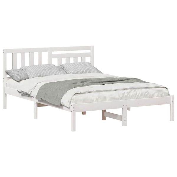 vidaXL Bedframe met hoofdeinde Wit 140 x 190 cm Massief grenenhout