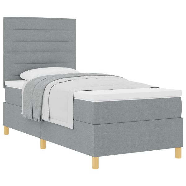 vidaXL Boxspringbed met matras Lichtgrijs 90 x 190 cm Stof