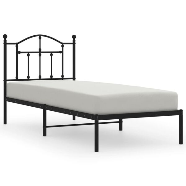vidaXL Bedframe met hoofdbord metaal zwart 90x190 cm