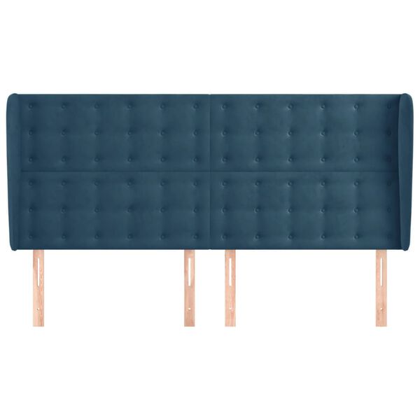 vidaXL Hoofdbord met randen 203x23x118/128 cm fluweel donkerblauw