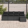 vidaXL Bankstel met kussen met opslag 5 pcs Zwart poly rattan