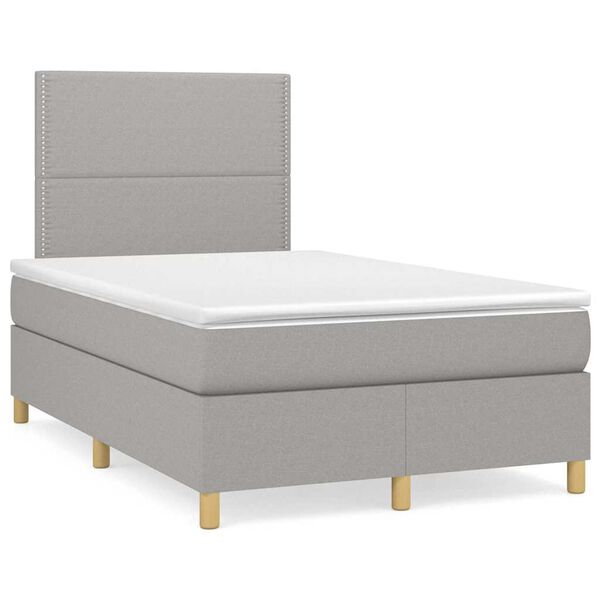 vidaXL Boxspring met matras en LED stof lichtgrijs 120x190 cm