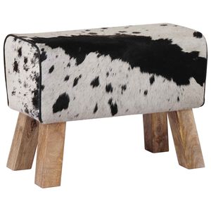 vidaXL Bank 60 x 30 x 45 cm Echt Leer Zwart en Wit