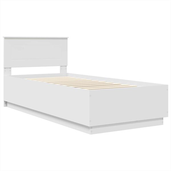 vidaXL Bedframe met hoofdeinde Wit 90 x 200 cm Bewerkt hout
