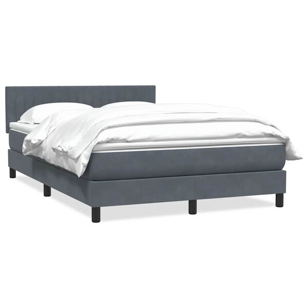 vidaXL Boxspring met matras fluweel donkergrijs 140x220 cm