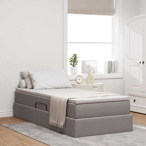 vidaXL Opslag bed met matras met matras Taupe 90 x 190 cm Polyester