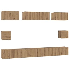 vidaXL Tv-meubelset Wandgemonteerd 8 pcs Artisan Eiken Bewerkt hout