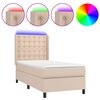 vidaXL Boxspring met matras en LED kunstleer cappuccinokleur 90x190 cm