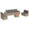 vidaXL 9-delige Loungeset met kussens poly rattan beige