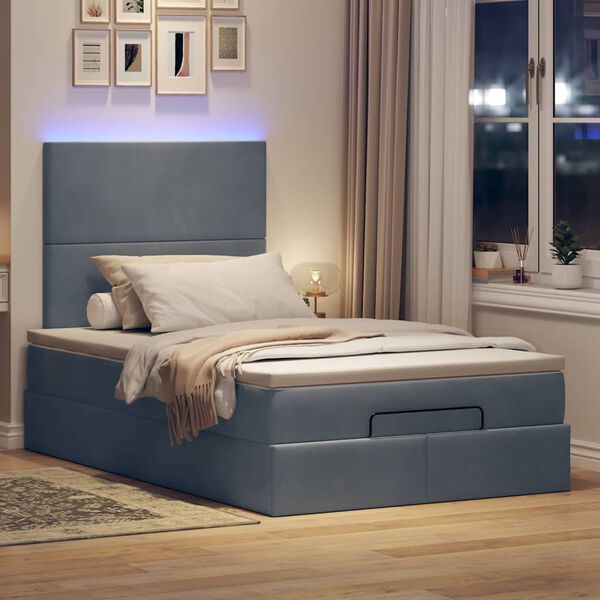 vidaXL Ottoman bed met matrassen en LED's 120x190cm fluweel