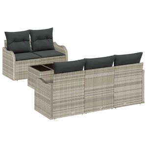 vidaXL Tuin Sofa Set Lichtgrijs poly rattan