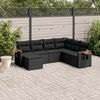 vidaXL 7-delige Loungeset met kussens poly rattan zwart