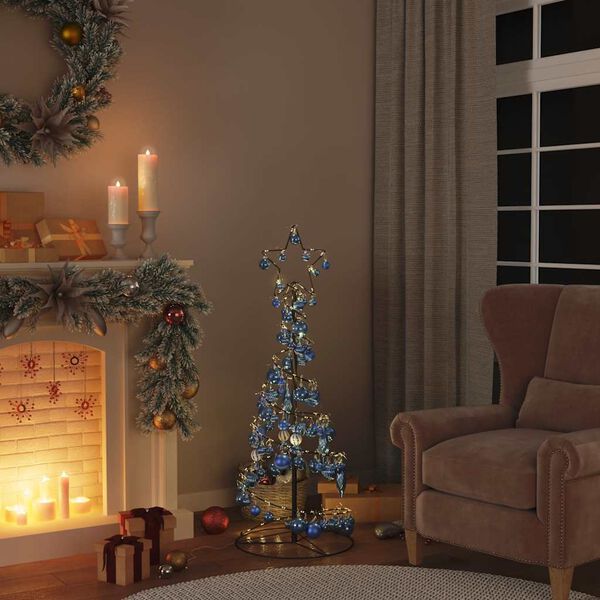 vidaXL LED-kerstboom met kerstballen 80 LEDs warm wit 120 cm